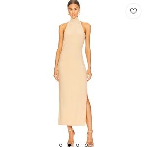 Norma Kamali Cream Halter Midi Dress
